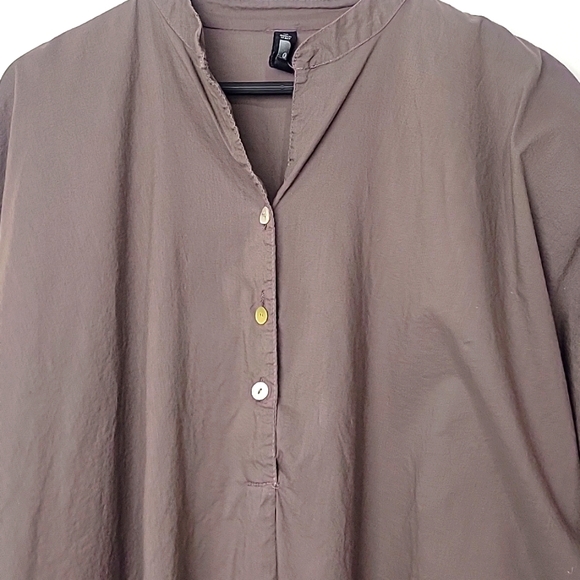 MADE IN ITALY ONZ WOMEN'S 100% COTTON OVERSIZED V NECK 3/4 BUTTON LAGEN LOOK - Picture 2 of 9